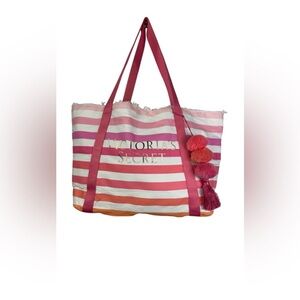Victoria's Secret Pink and White Striped Shoulder Bag